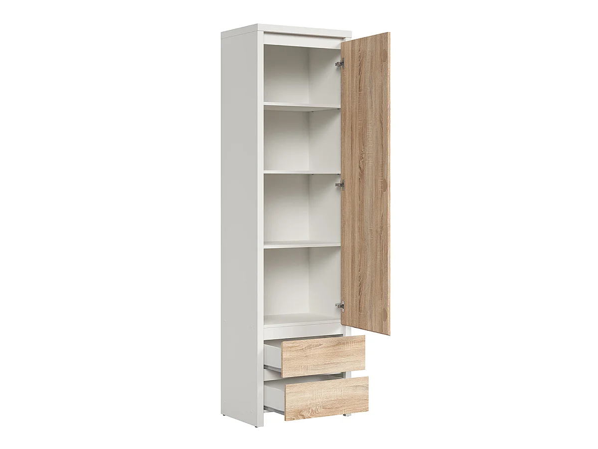 Armario columna 1 puerta y 2 cajones Soren Blanco y Madera
