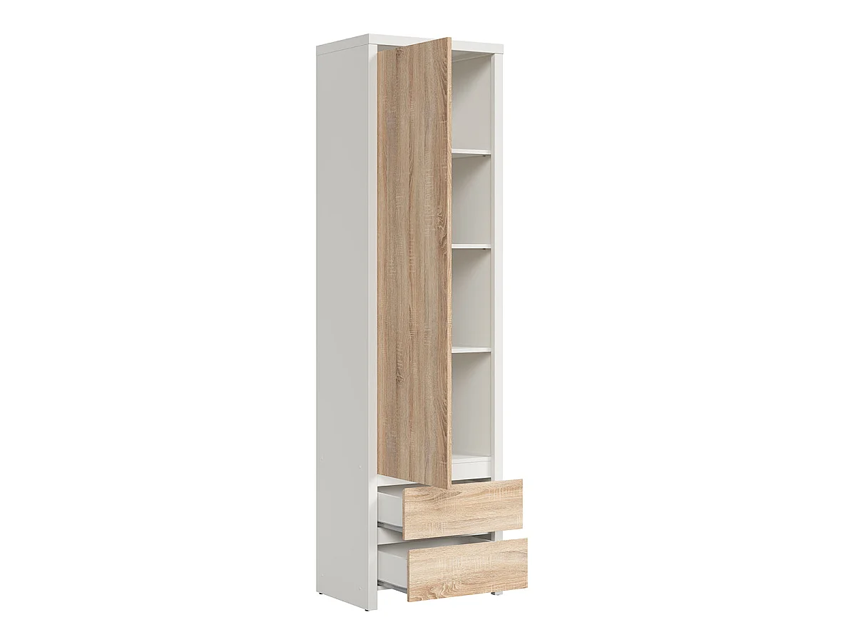 Armario columna 1 puerta y 2 cajones Soren Blanco y Madera