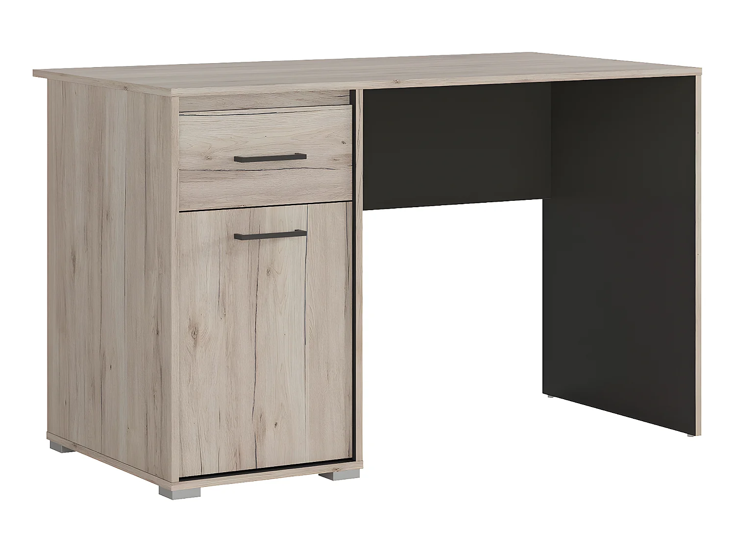Bureau 1 porte 1 tiroir Abriel Bois et Anthracite