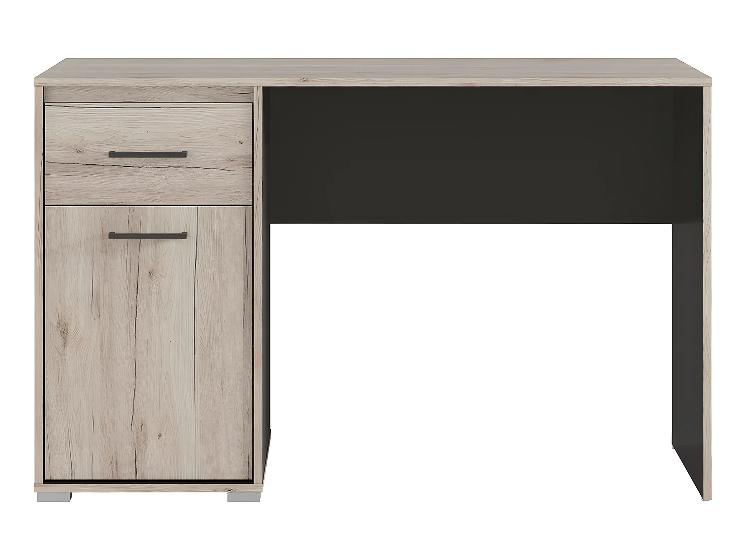 Bureau 1 porte 1 tiroir Abriel Bois et Anthracite