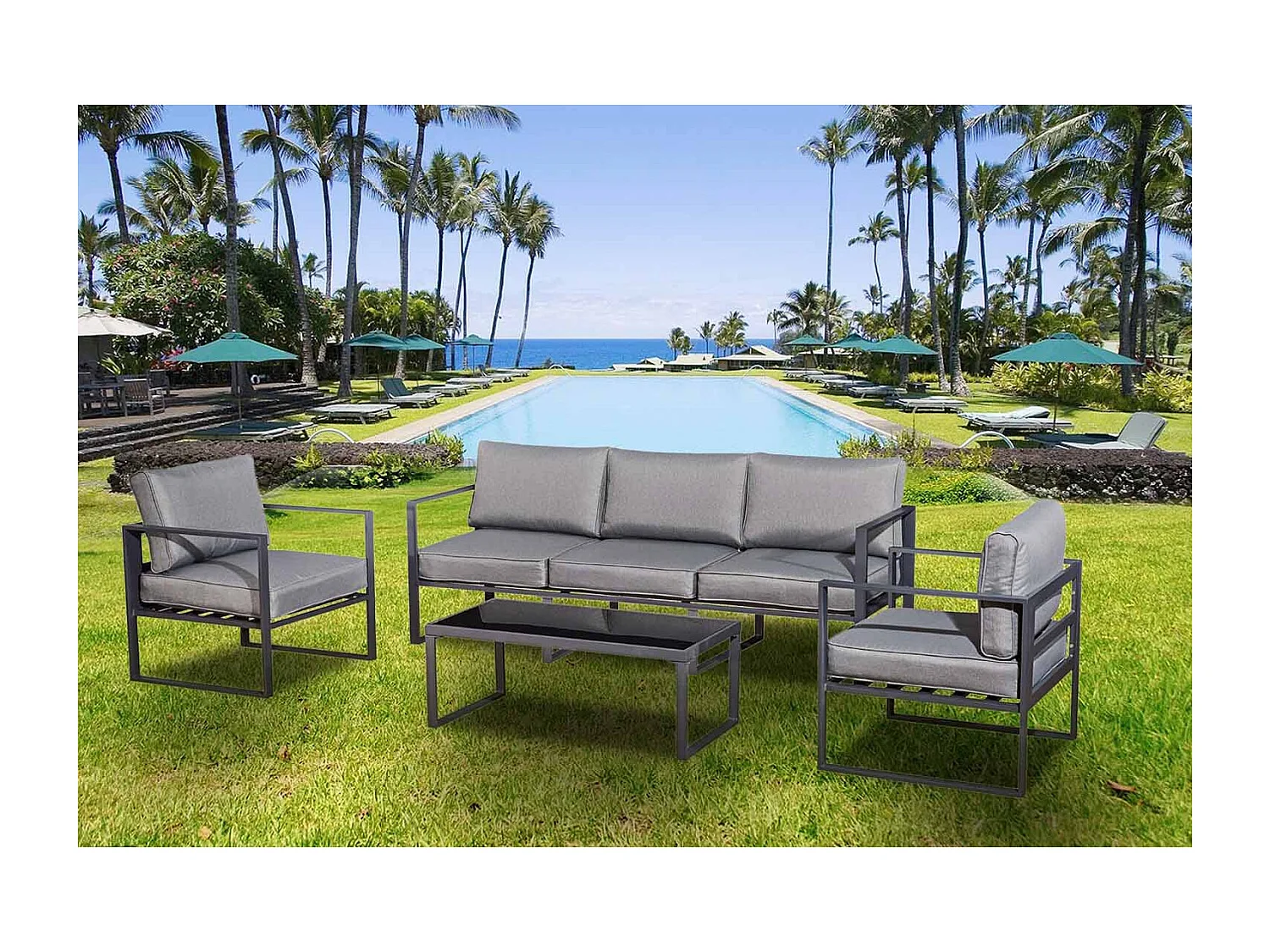 Salon de jardin en aluminium Gris MEMPHIS