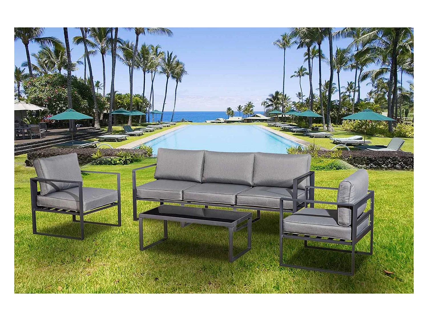Salon de jardin en aluminium Gris MEMPHIS
