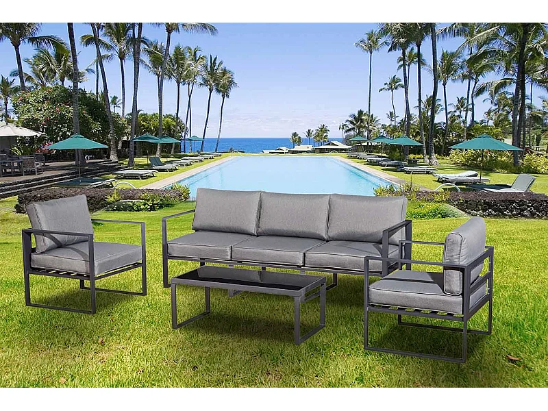 Loungeset 5-zits van grijs aluminium MEMPHIS