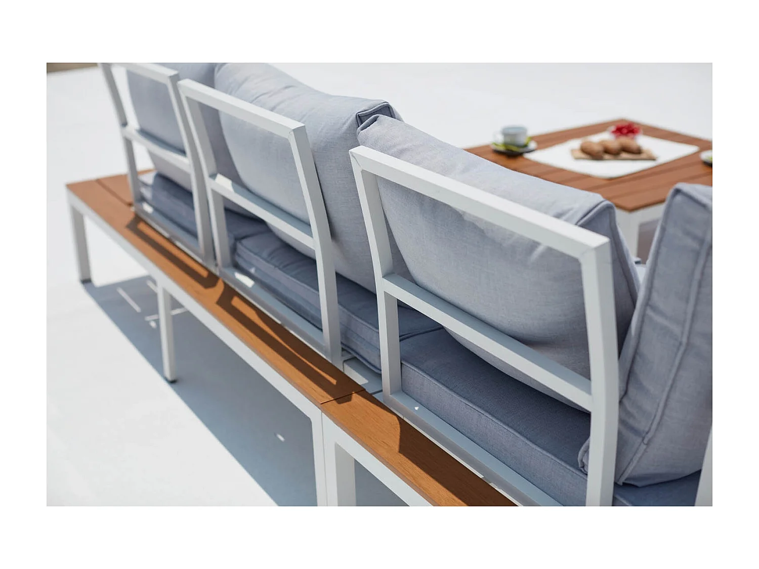 Garten Lounge Set 5 Plätze aus Aluminium Grau/Weiß FIRA Relaxation Moderne Weiß/Grau 5 Plätze