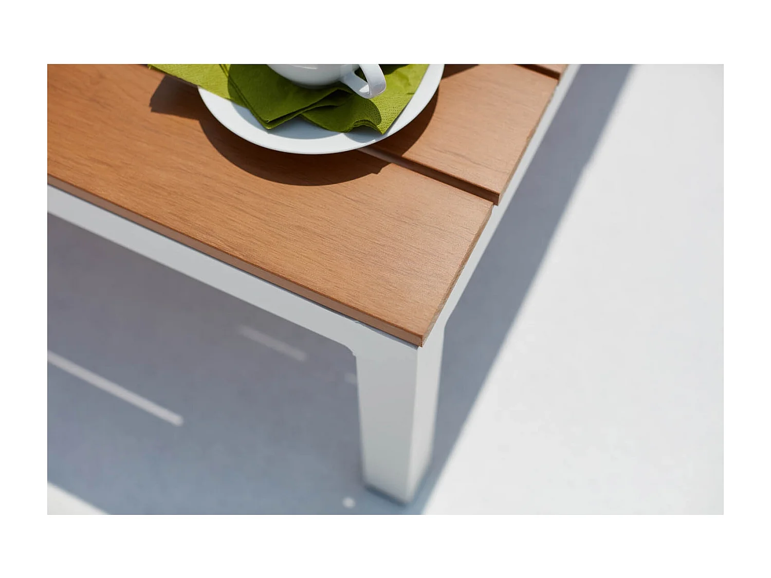 Conjunto de jardín 5 plazas aluminio blanco y gris FIRA