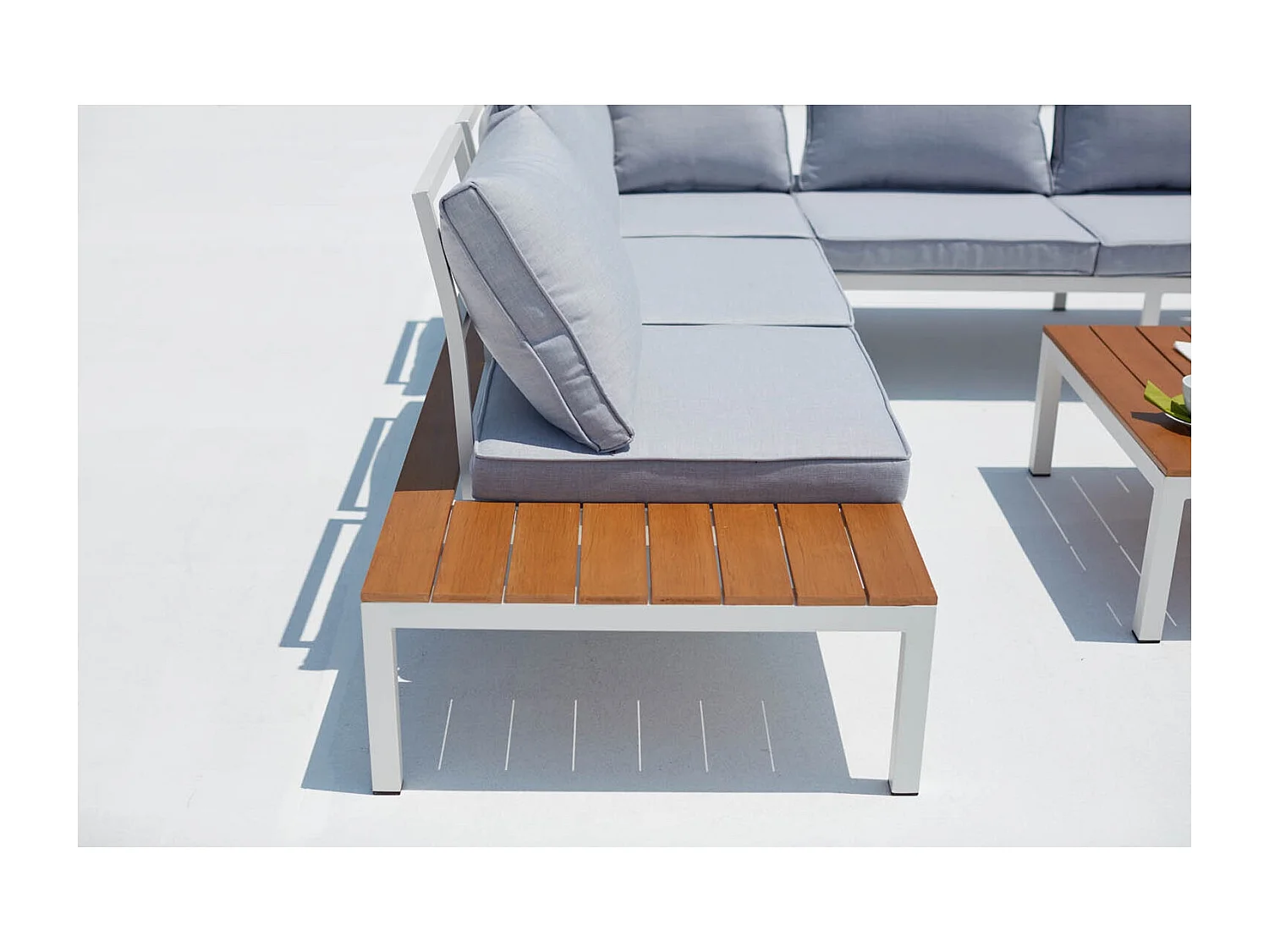 Conjunto de jardín 5 plazas aluminio blanco y gris FIRA