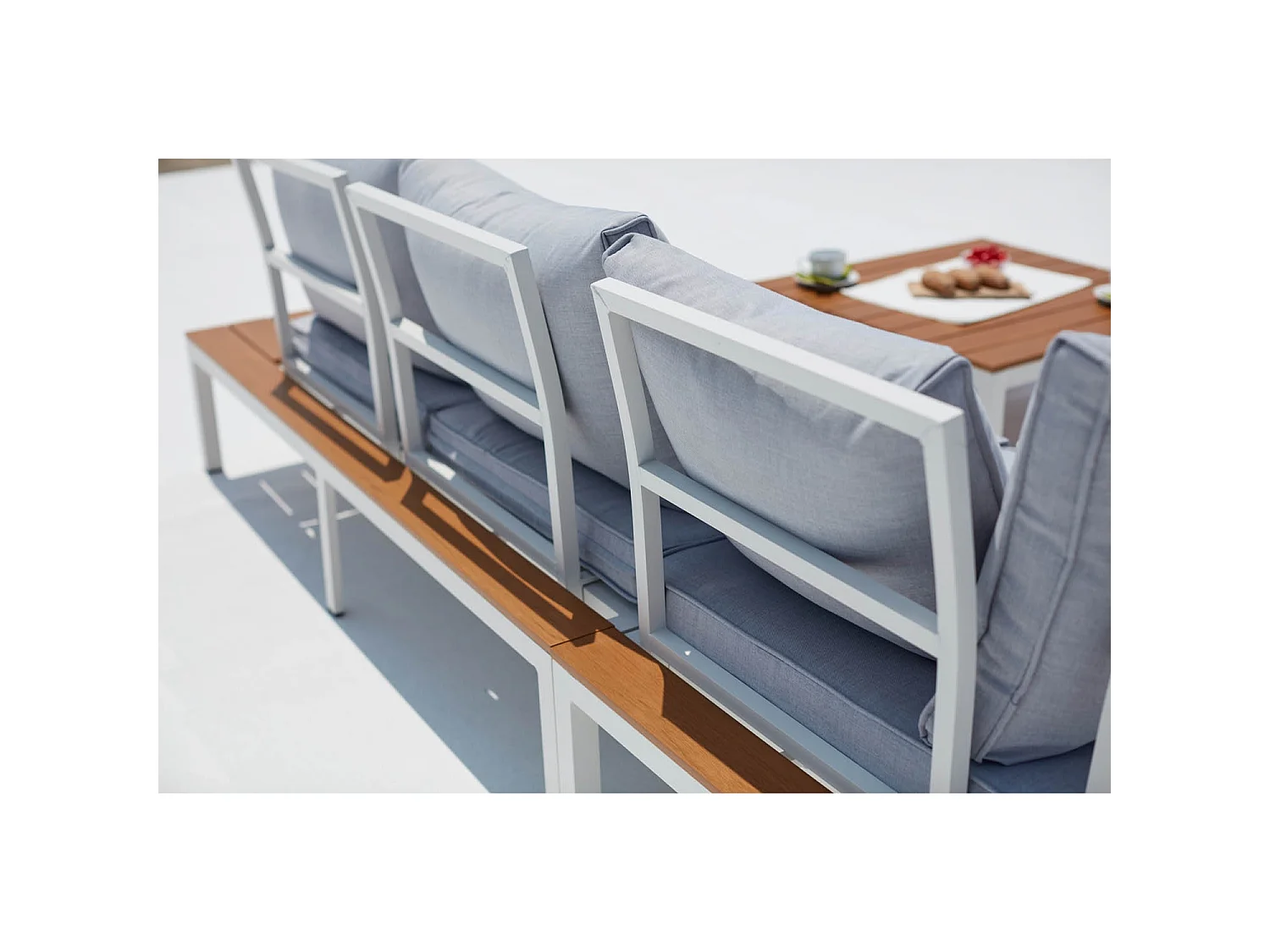 Conjunto de jardín 5 plazas aluminio blanco y gris FIRA