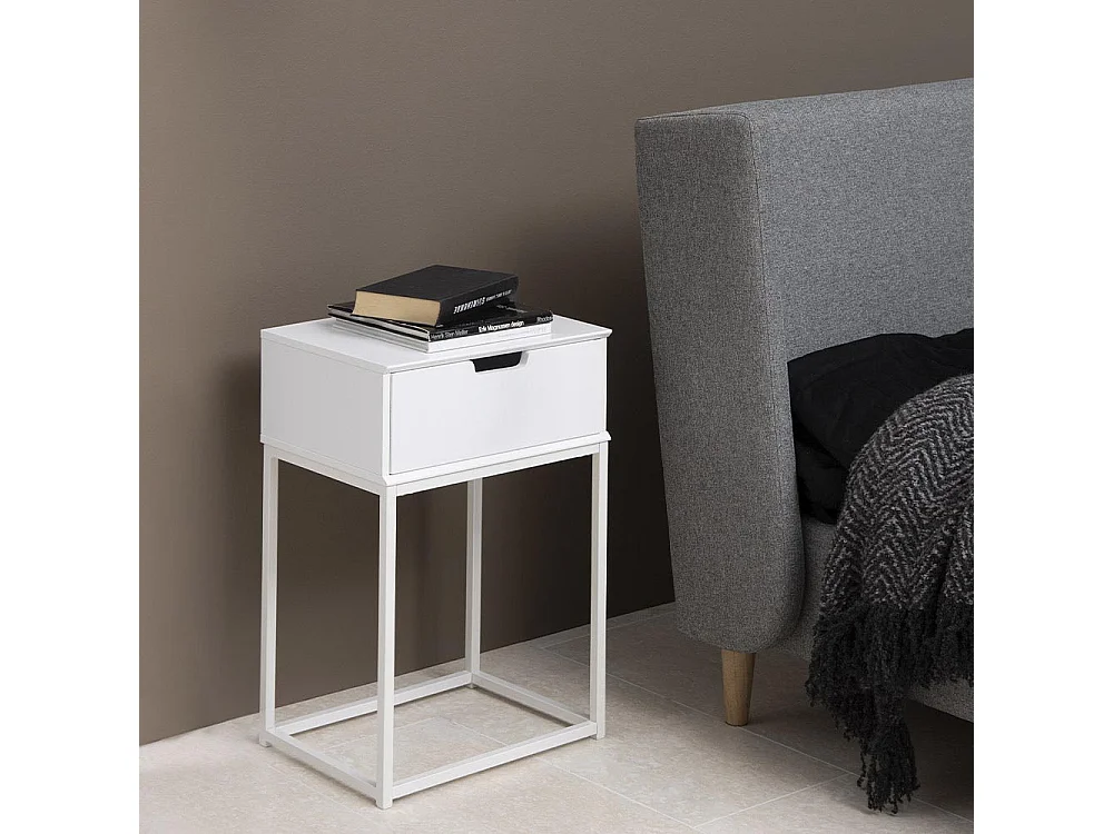 Design nachtkastje wit met lade SLUMBER