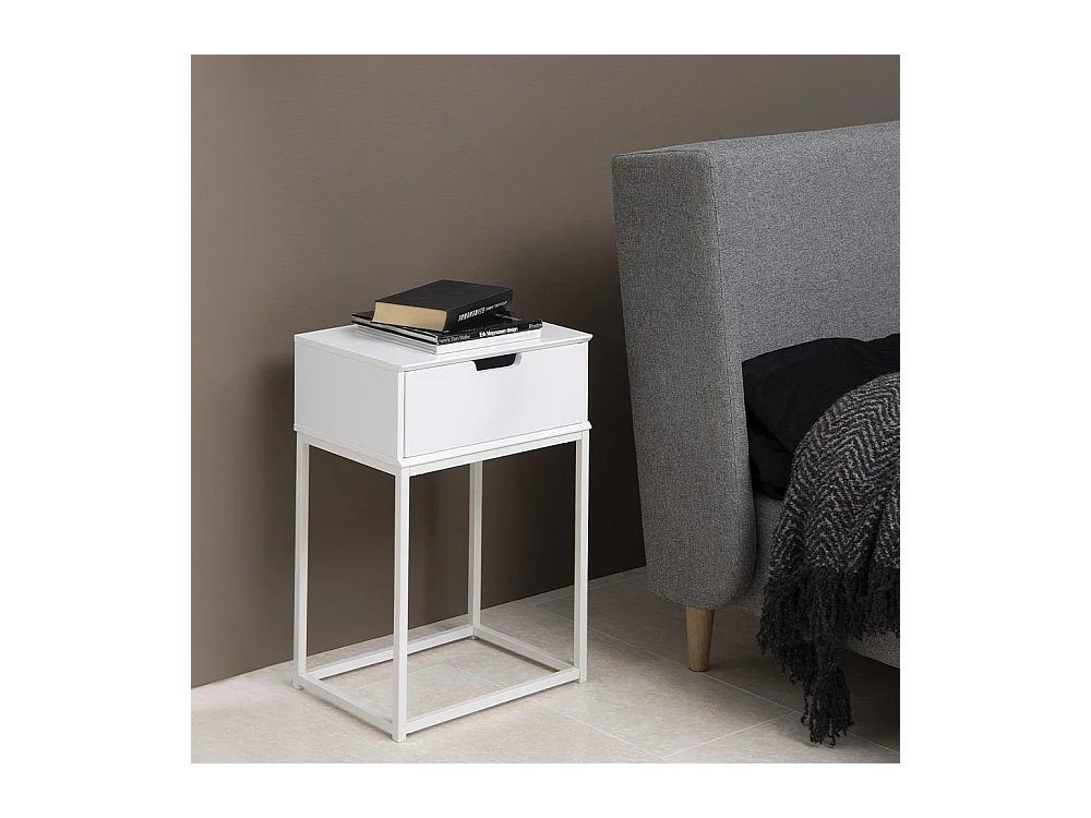 Table de chevet blanc tiroir SLUMBER