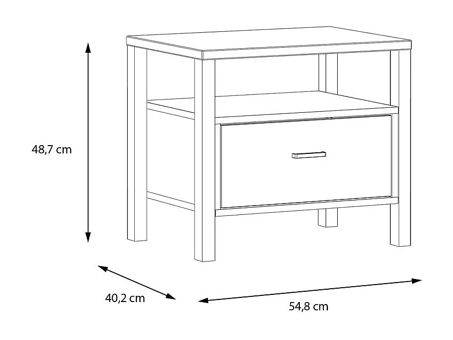 Table de chevet 1 tiroir 1 niche décor bois chêne et noir - MODE