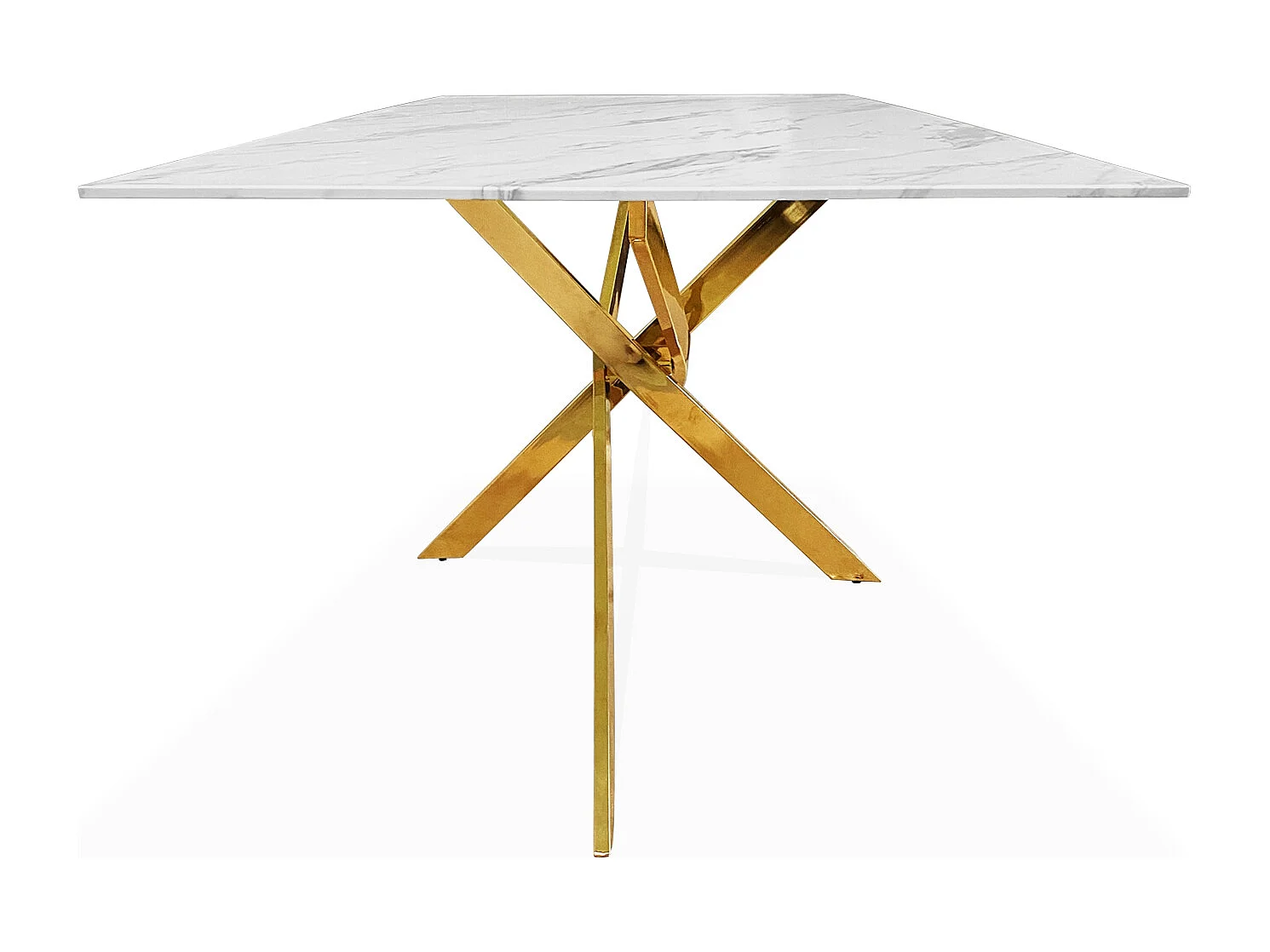 Table rectangulaire en verre effet marbre et pied doré Jodie