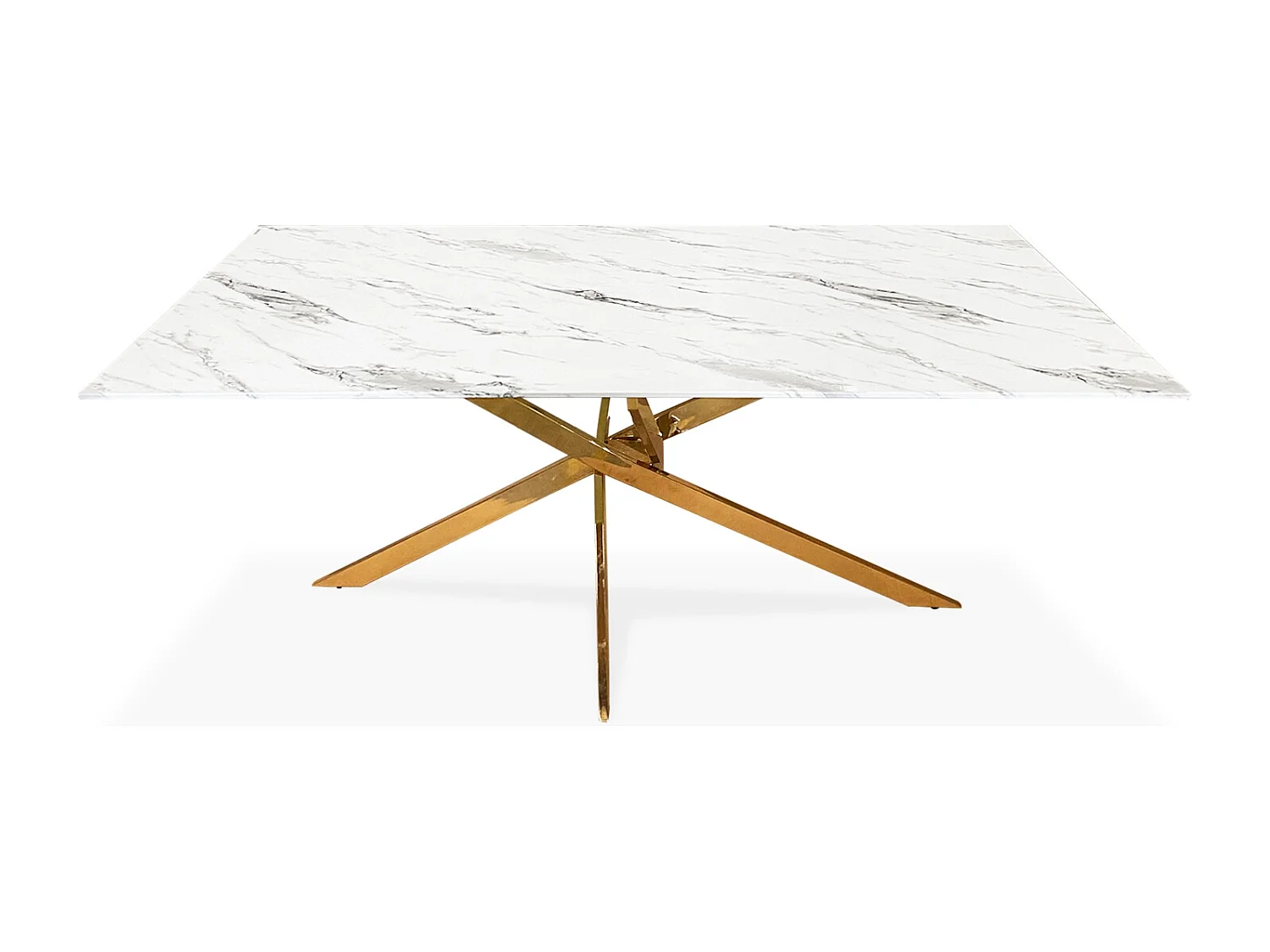 Table rectangulaire en verre effet marbre et pied doré Jodie