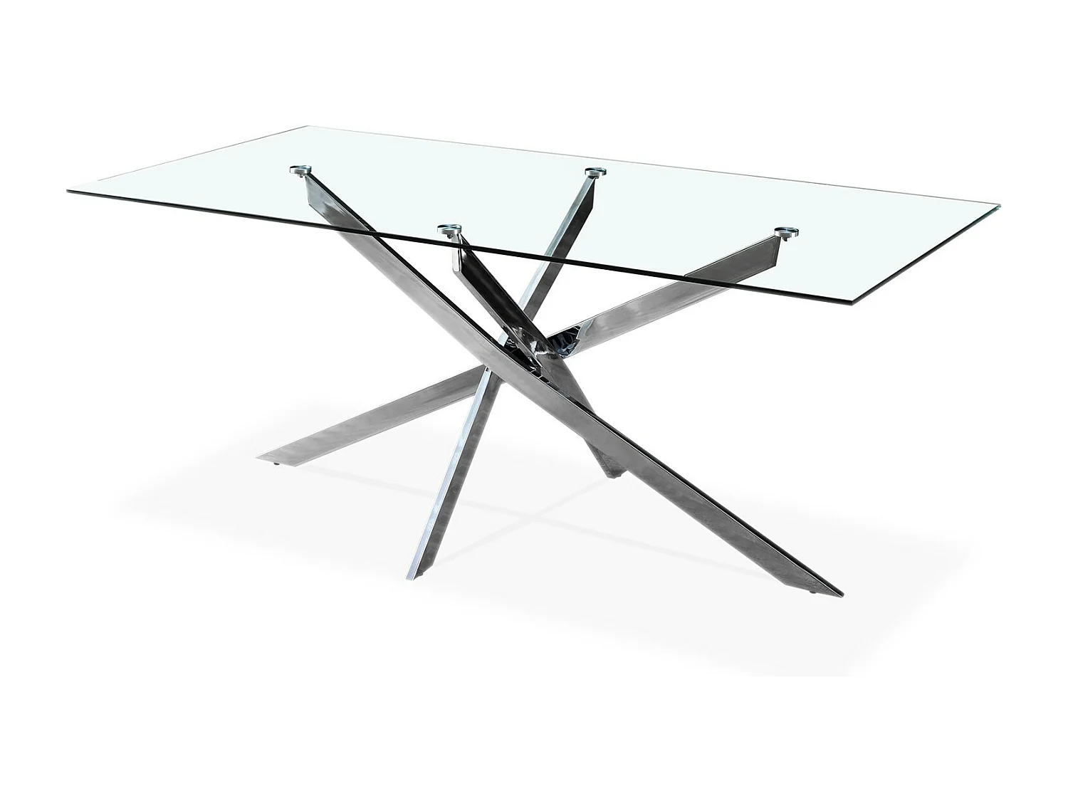 Table rectangulaire en verre et pied chromé Alix