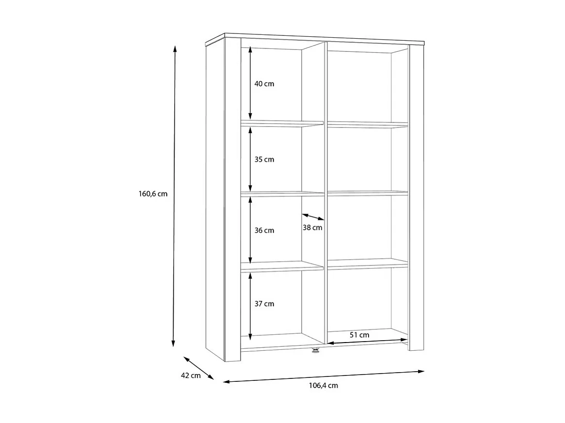 Vitrine H161 cm décor chêne et gris clair avec poignées noir - ANTIBES