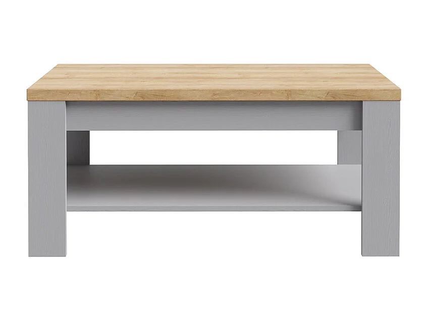 Table basse L100 cm revêtement décor chêne et gris clair - ANTIBES