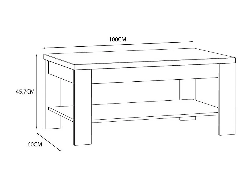Table basse L100 cm revêtement décor chêne et gris clair - ANTIBES