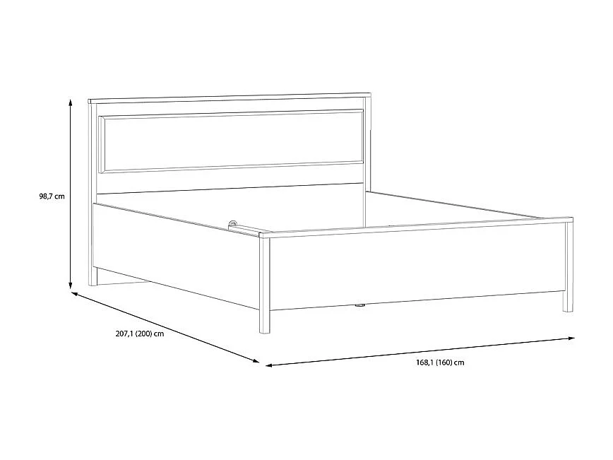 Lit 160 x 200 cm décor chêne et noir avec tête de lit et LED - MODE
