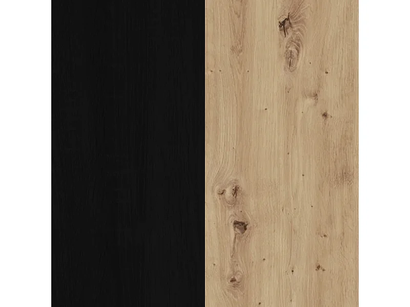 Armoire 270 cm 3 portes coulissantes miroir décor chêne et noir - MODE