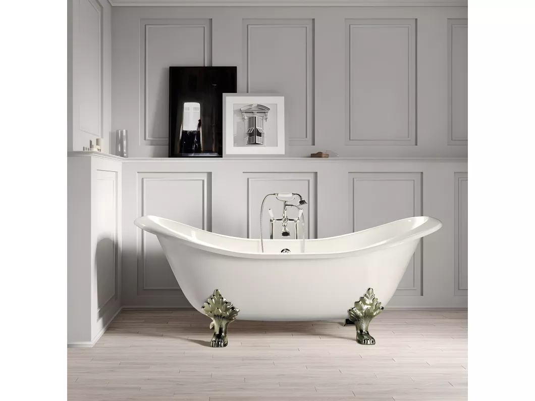 Kauf Unique Vasca da bagno freestanding in ghisa con piedini KINGSTON bianca 168 cm Piedini dorati