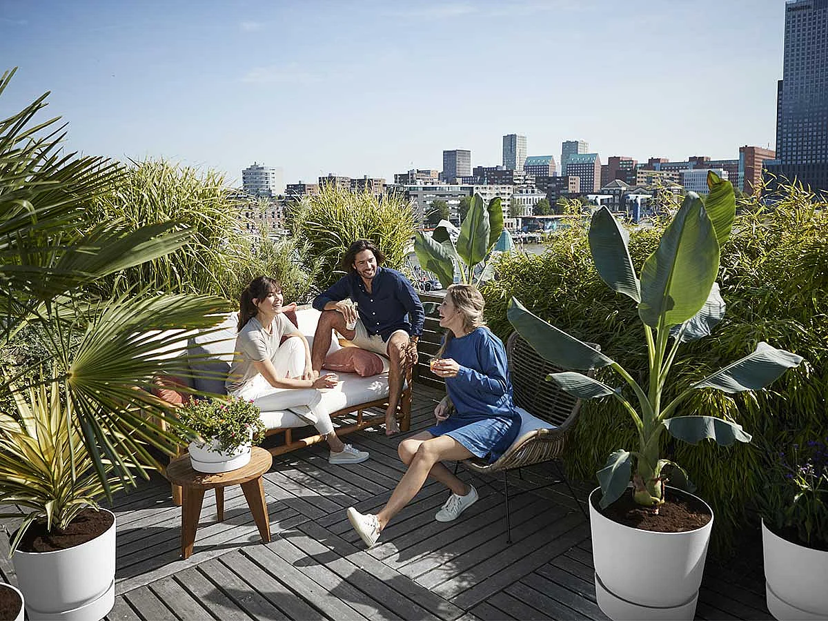 Blumentopf Rund Greenville 40 Weiß Außen Ø 39 x H 36,8 cm