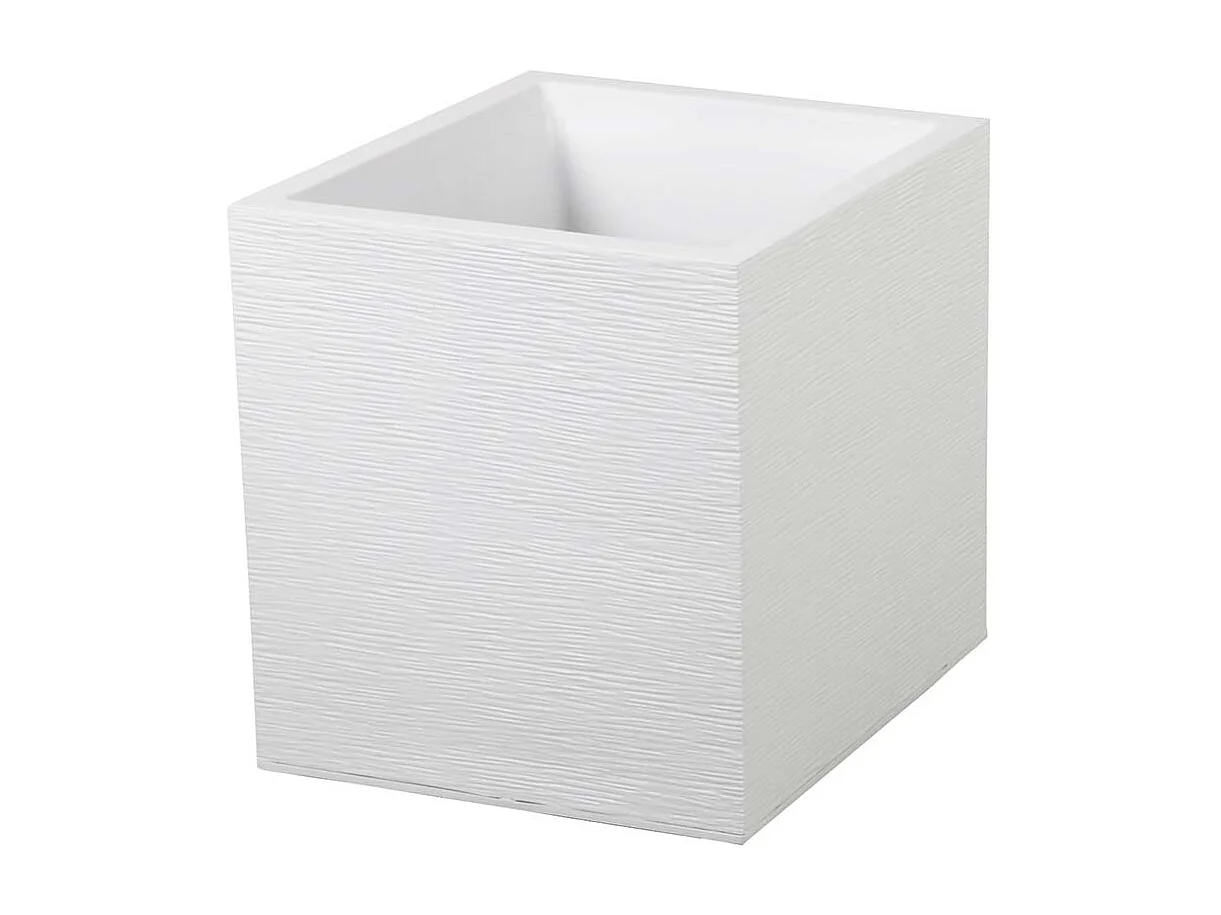 Doniczka Kwadratowa Graphit Biały 39,5 x 39,5 x 43,5 cm - 35 L - Nowoczesny Design - Odporna na Warunki Zewnętrzne i Wewnętrzne