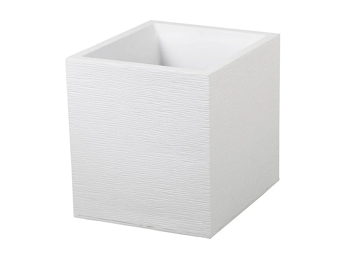Jardinière carrée Graphit 39,5 x 39,5 x 43,5 cm - 35 L - Blanc cérusé - Eda
