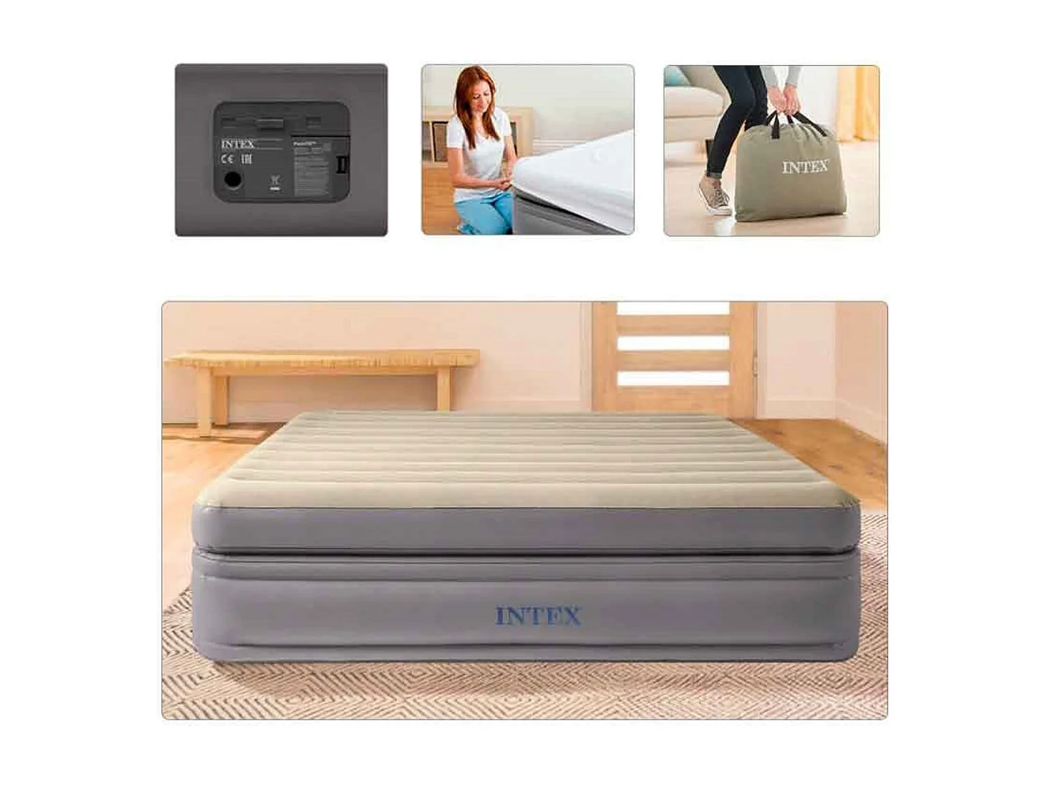 Colchón inflable de 2 a 22 x 203 x altura 51 cm