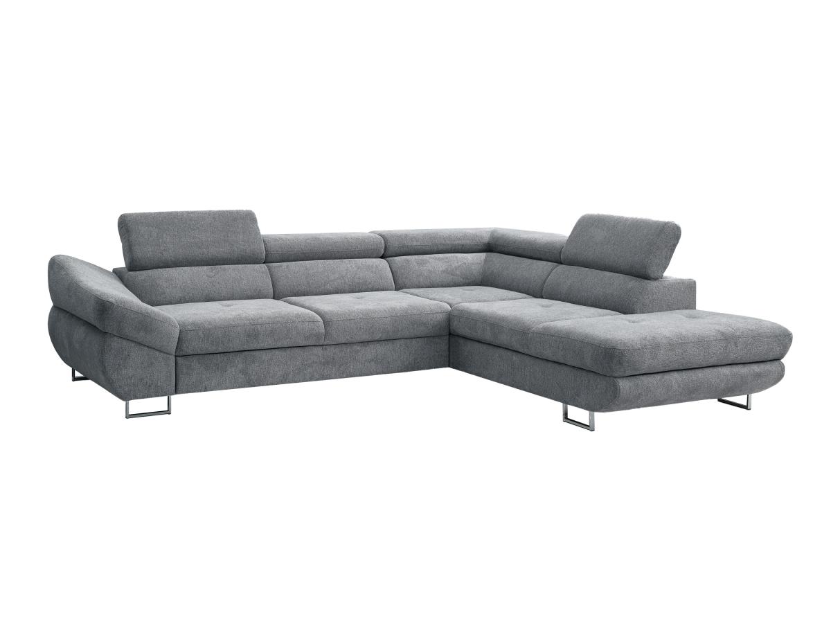 Ecksofa mit Schlaffunktion - Ecke rechts - Strukturstoff - Grau - DALIAS günstig online kaufen