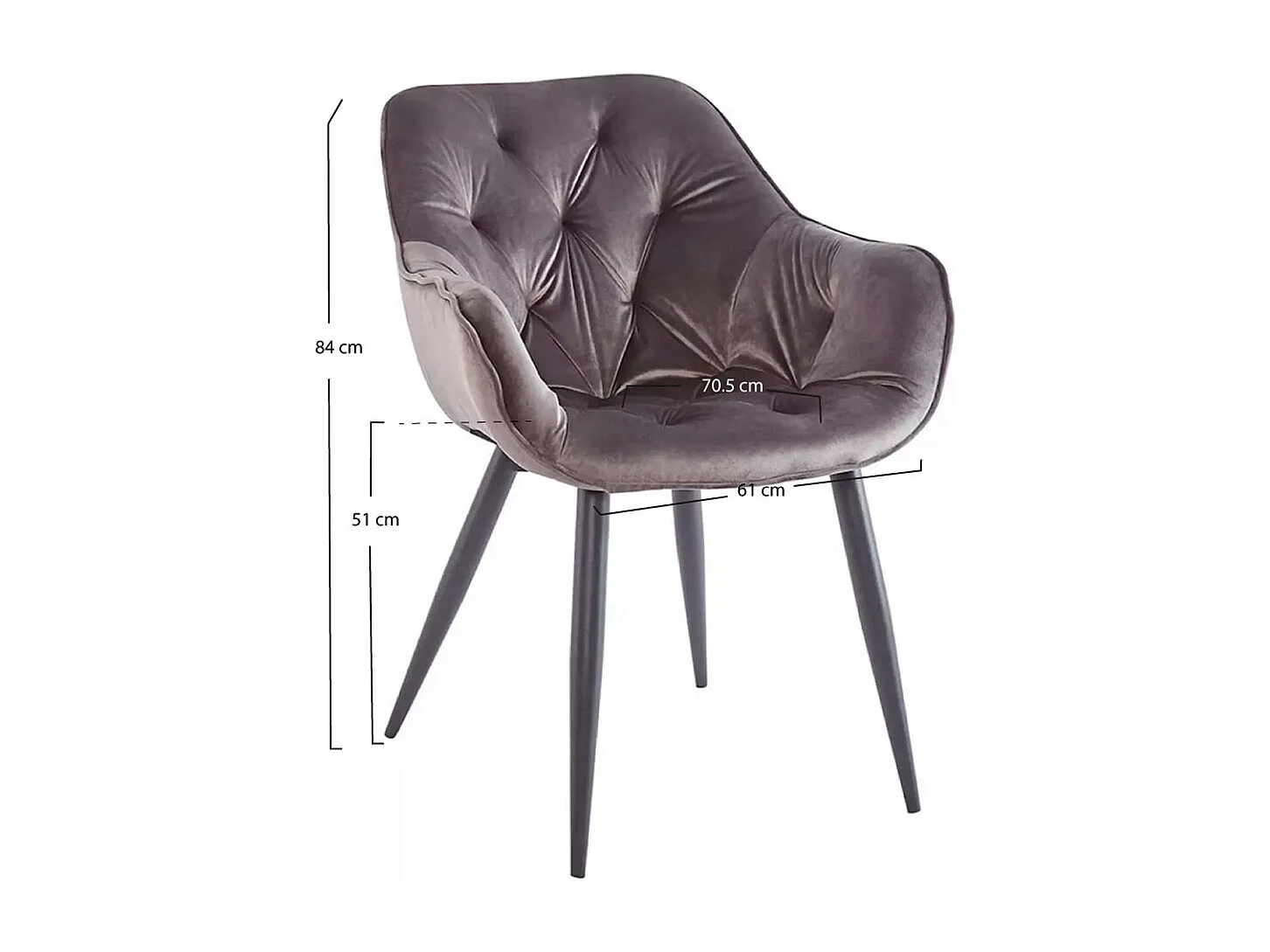 Sillas Comedor - Silla Zandel Black Terciopelo - Gris oscuro