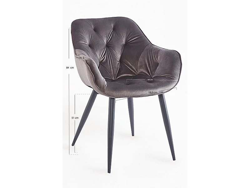 Sillas Comedor - Silla Zandel Black Terciopelo - Gris oscuro