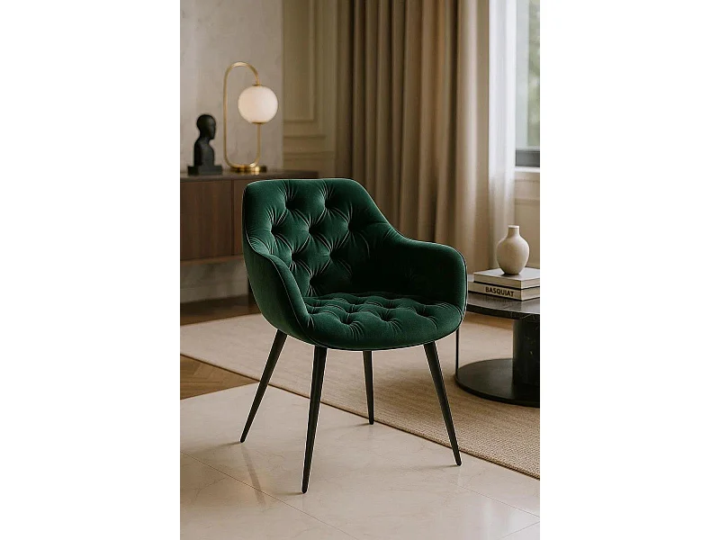 Sillas Comedor - Silla Zandel Black Terciopelo - Verde