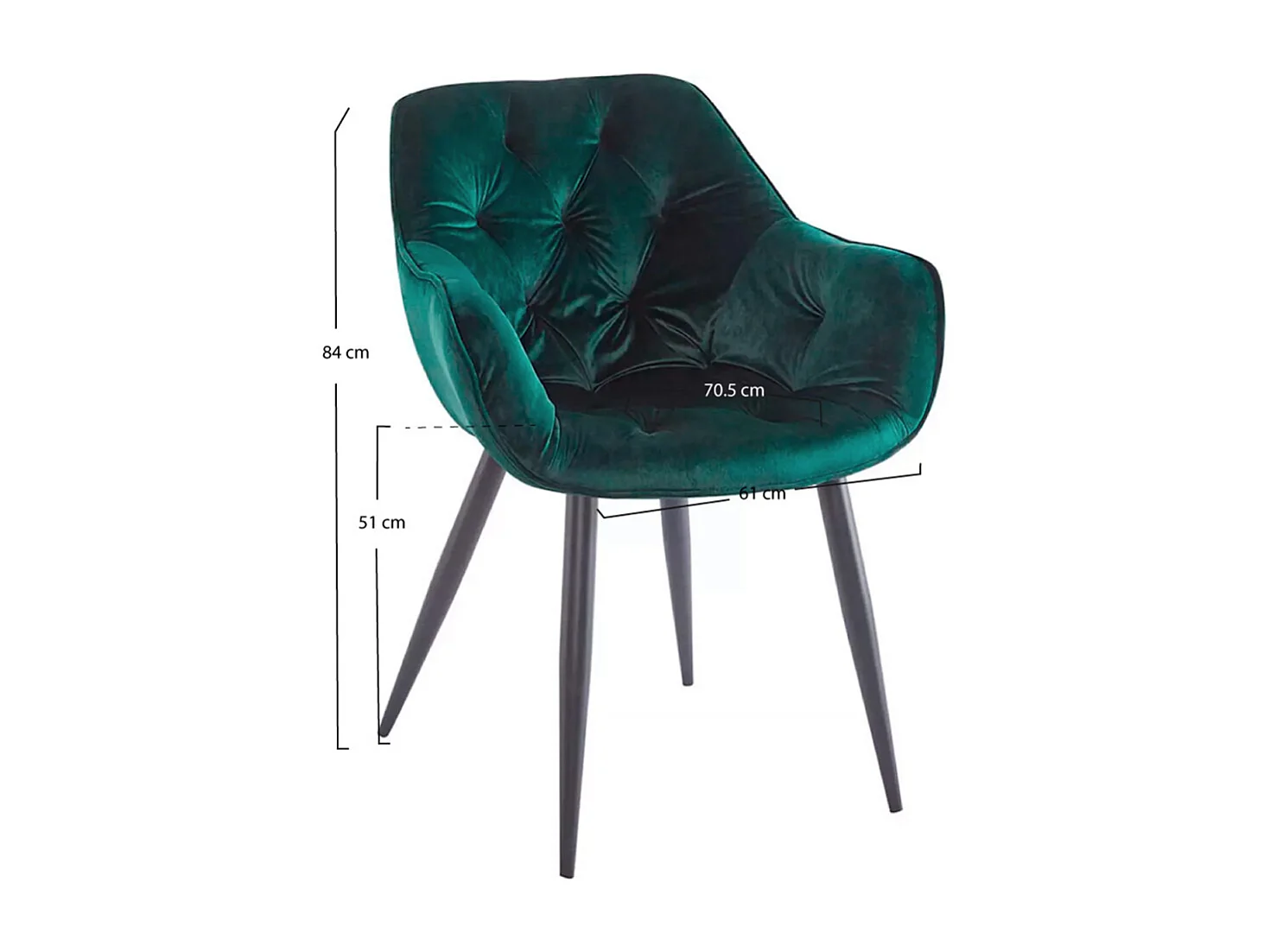Sillas Comedor - Silla Zandel Black Terciopelo - Verde