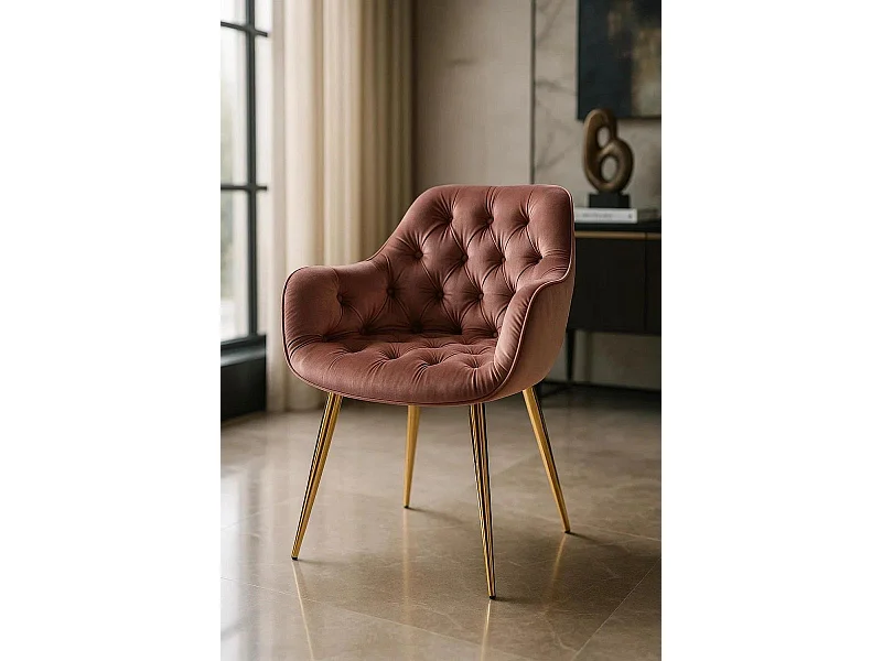 Sillas Comedor - Silla Zandel Golden Terciopelo - Rosa