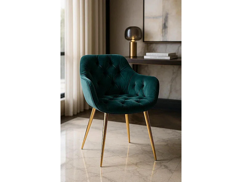Sillas Comedor - Silla Zandel Golden Terciopelo - Verde
