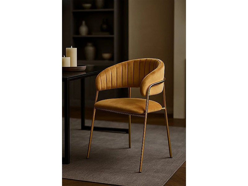 Sillas Comedor - Silla Moniel Golden Terciopelo - Amarillo