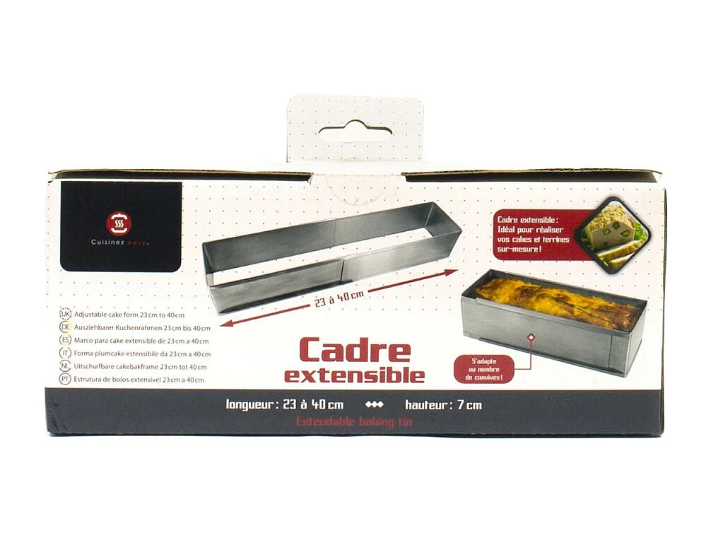 Moule à Cake Inox "Extensible" 23-40cm Argent