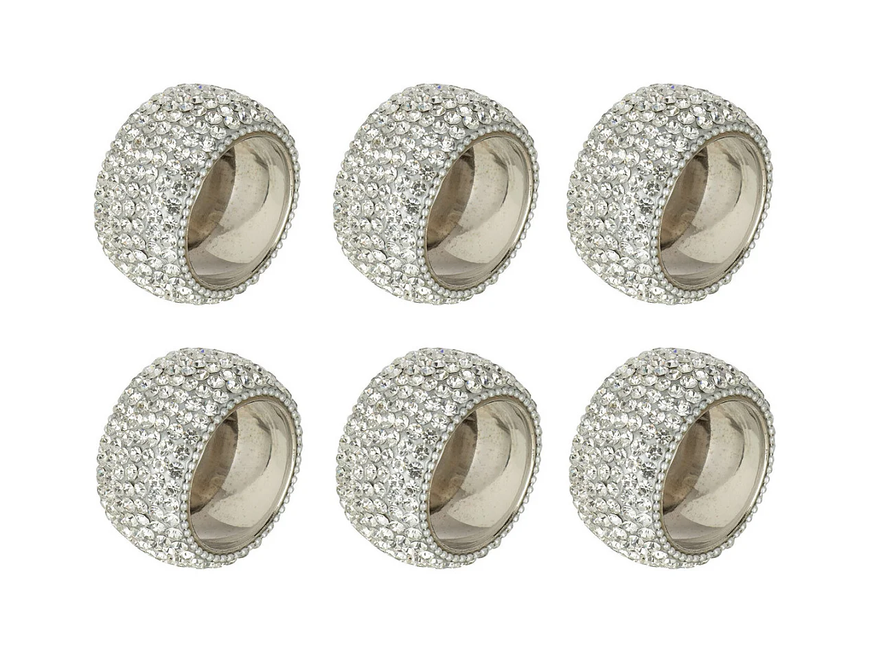 Lot de 6 Ronds de Serviette "Diamant" 6cm Argent