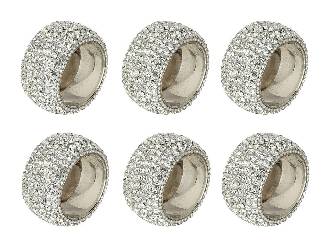 Lot de 6 Ronds de Serviette "Diamant" 6cm Argent