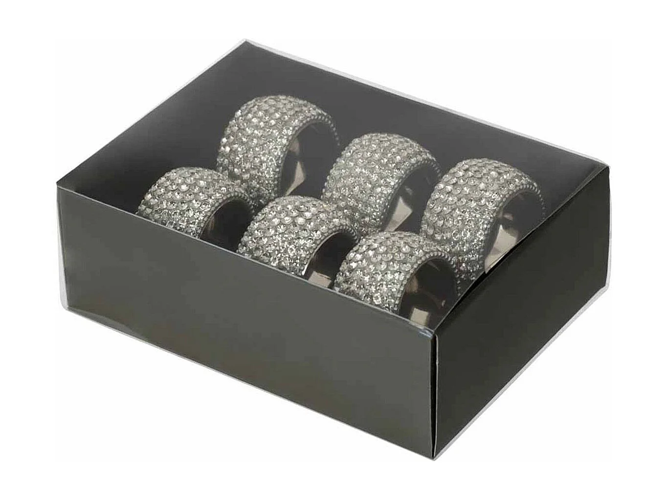 Lot de 6 Ronds de Serviette "Diamant" 6cm Argent