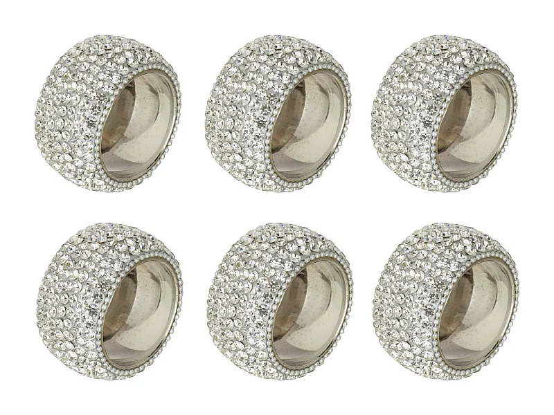 Lot de 6 Ronds de Serviette "Diamant" 6cm Argent