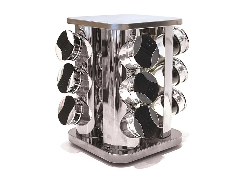 Carrousel à Épices "9 Pots en Verre" 23cm Argent