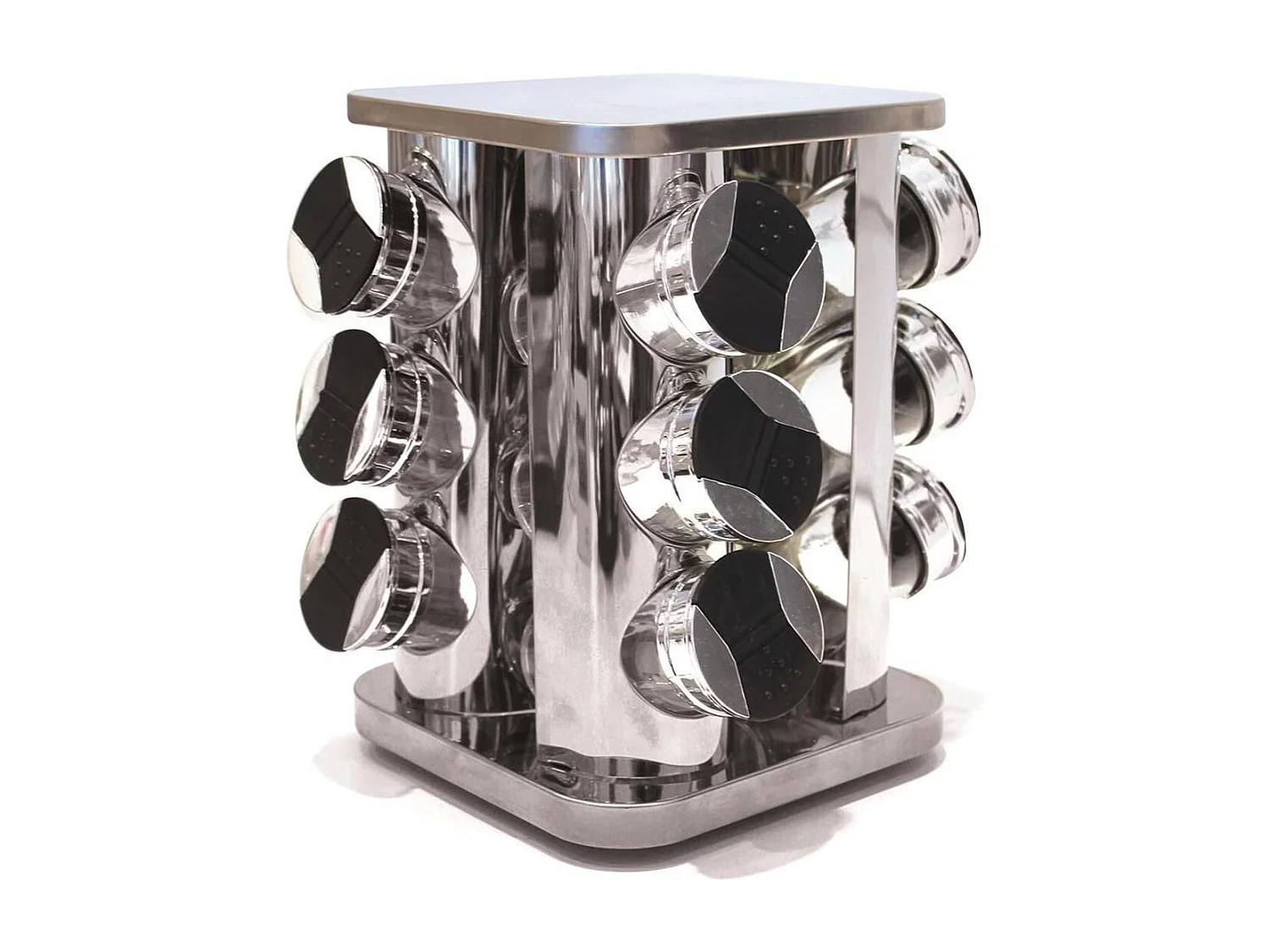 Carrousel à Épices "9 Pots en Verre" 23cm Argent