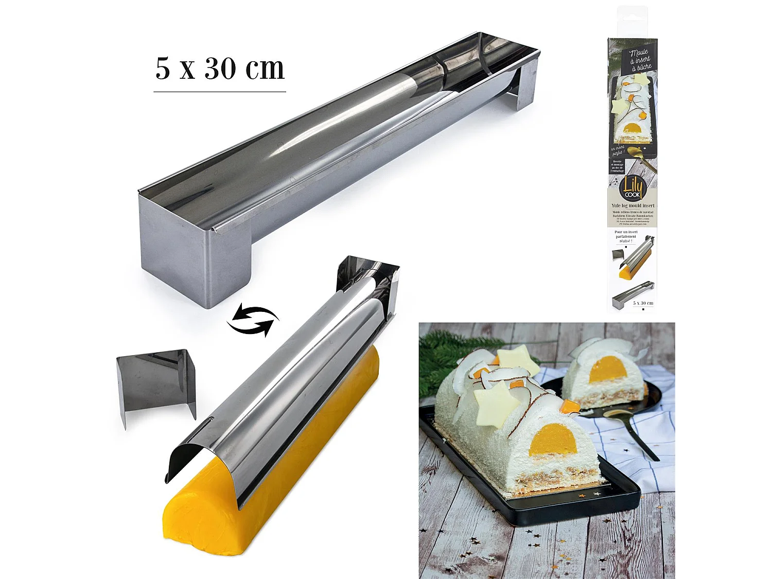 Moule à Pâtisserie "Insert Bûche" 30cm Argent