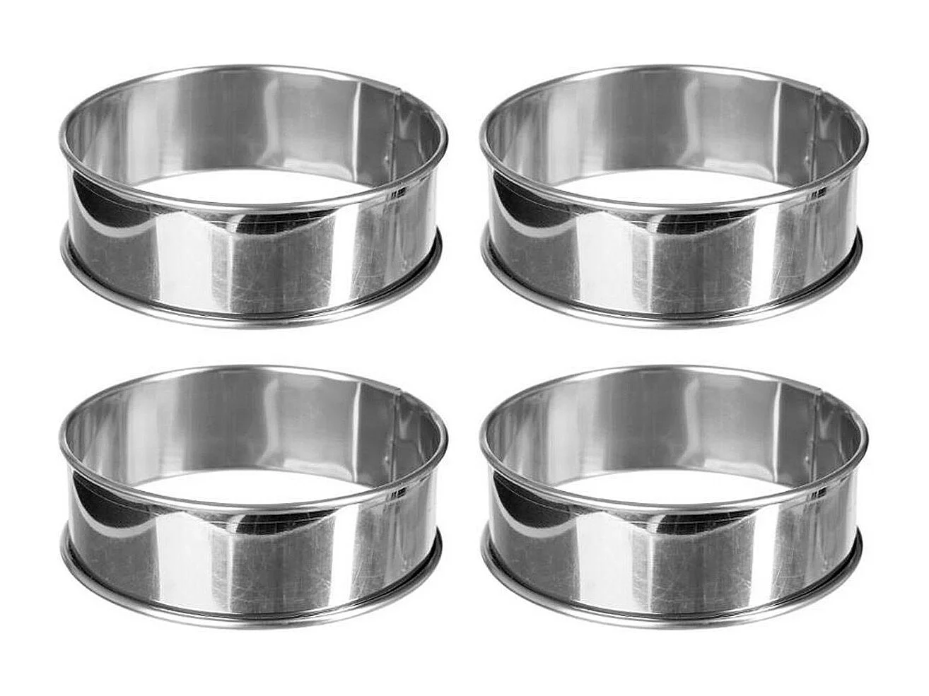 Lot de 4 Cercles en Inox "Tartelettes" 9cm Argent