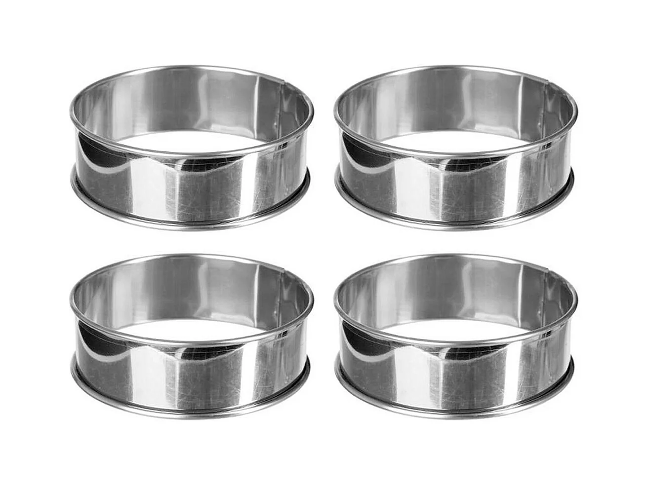 Lot de 4 Cercles en Inox "Tartelettes" 9cm Argent