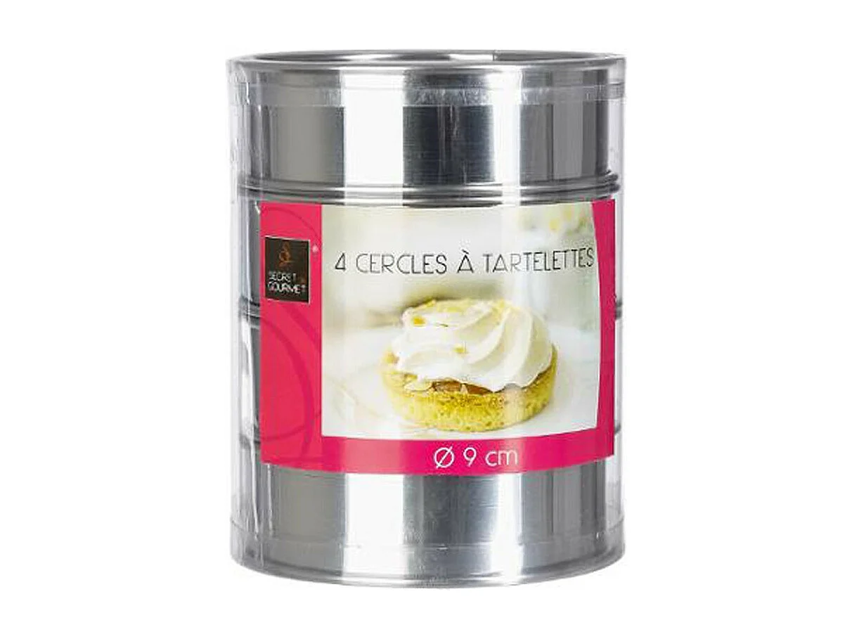 Lot de 4 Cercles en Inox "Tartelettes" 9cm Argent
