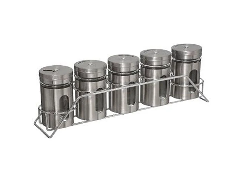 Lot de 5 Pots à Épices "Rack" 28cm Argent