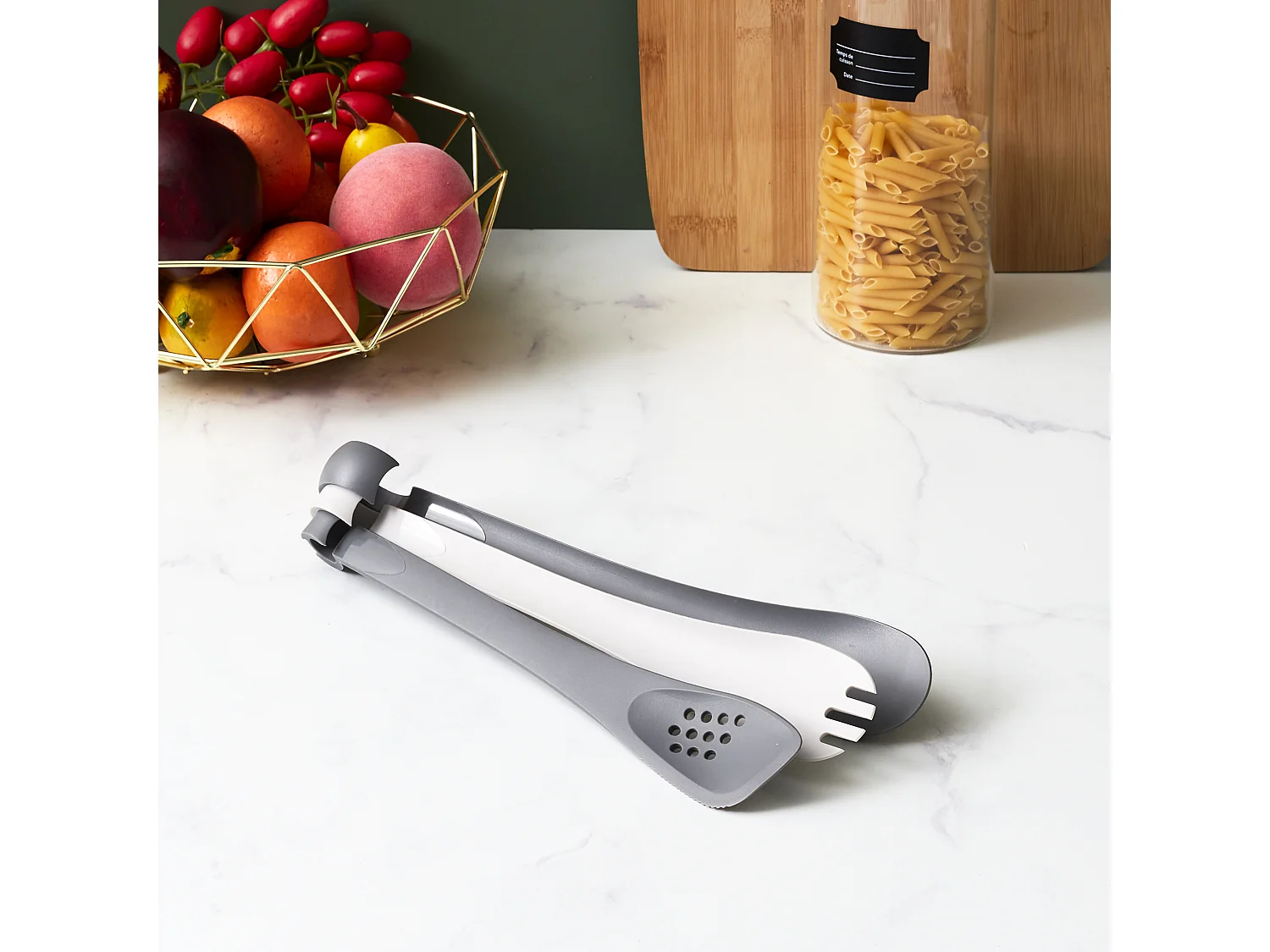Pince Multifonction 3 en 1 - COOK CONCEPT - Gris et Blanc