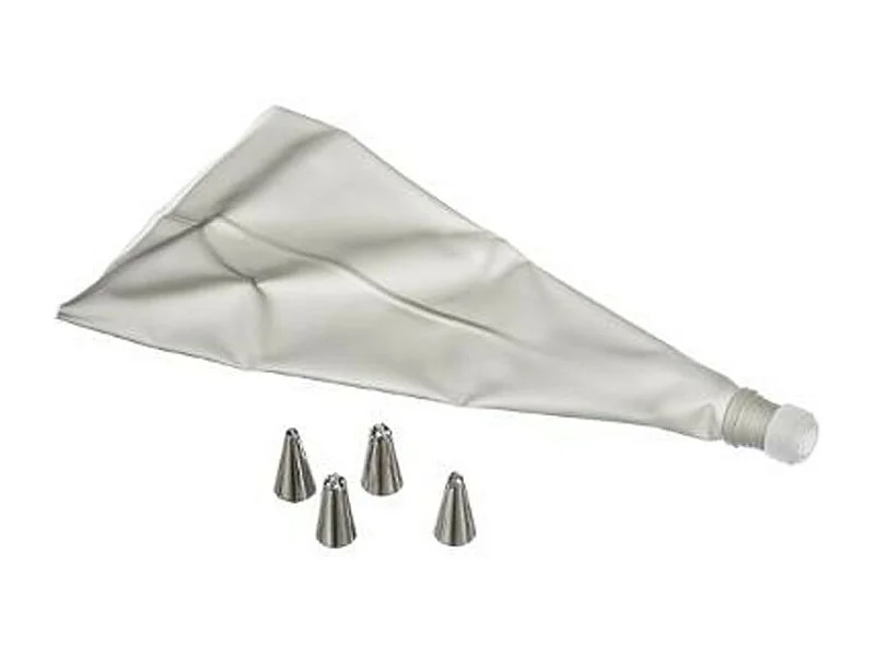 Poche à Douille & 4 Embouts "Réutilisable" 31cm Argent