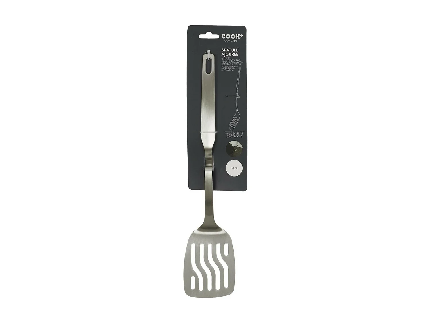 Spatule Ajourée en Inox "Accroche" 36cm Argent